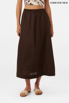 Forever New Brown Pure Linen Avery Skirt (E01301) | HK$514