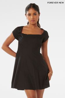 Forever New Black Regina Petite Cap Sleeves Mini Dress (E01313) | $135