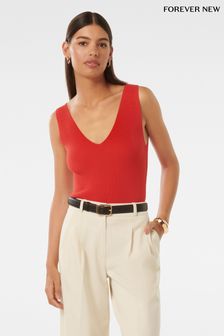 Forever New Red Amara Fashioning Detail Knit Vest Top (E01321) | $73