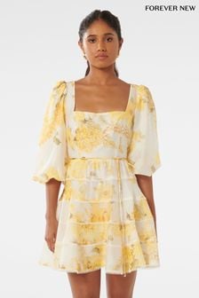 Ярусное приталенное платье с цветочным принтом и добавлением льна Forever New Esmie Petite (E01324) | €119