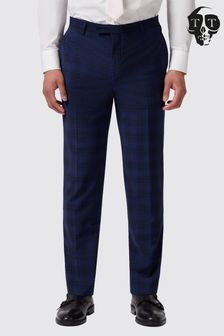 Twisted Tailor Blue Slim Fit Barlow Wool Check Trousers (E01353) | CHF 114