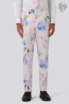 Twisted Tailor Pink Skinny Fit Pickhurst Floral Cotton Trousers (E01357) | €89