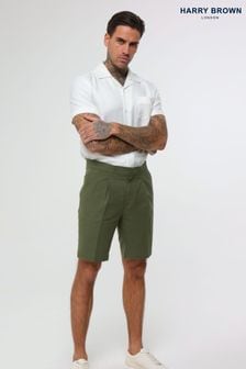 Harry Brown Green Decorate Cotton Linen Blend Shorts (E01361) | LEI 412