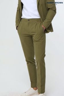 Harry Brown Green Deakin Cotton Linen Seersucker Trousers (E01362) | 567 SAR