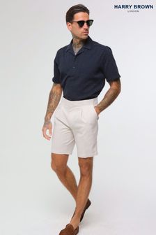 Harry Brown Natural Decorate Cotton Linen Blend Shorts (E01366) | LEI 412