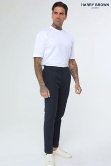 Harry Brown Blue Deakin Cotton Linen Seersucker Trousers (E01375) | €126
