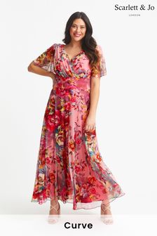Scarlett & Jo Pink Isabelle Angel Sleeve Maxi Dress (E01382) | $209