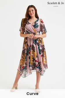 Scarlett & Jo Pink Multi Tropical Julie Hanky Hem Dress (E01452) | €134