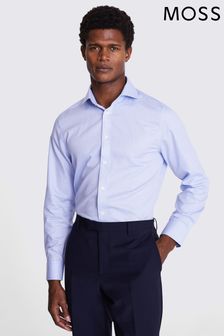 MOSS Tailored Fit Sky Blue Textured Dobby Non Iron Shirt (E01555) | 247 QAR