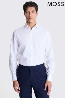 MOSS Tailored Fit Royal Oxford Non Iron White Shirt (E01556) | $86