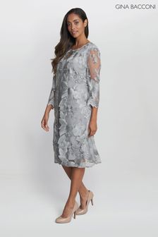 Gina Bacconi Grey Leila Petite Lace Mock Jacket Dress (E01636) | ‪‏1,906‬ ر.س