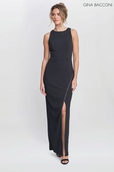 Gina Bacconi Esmeralda Sleeveless Column Maxi Black Dress (E01637) | €372