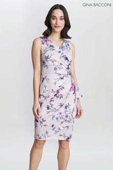 Gina Bacconi Pink Evelina Petite Printed Dress With Hip Detail (E01641) | 1,386 د.إ