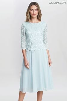 Gina Bacconi Rona Midi Dress With Lace Bodice & Chiffon Skirt (E01644) | kr3,881