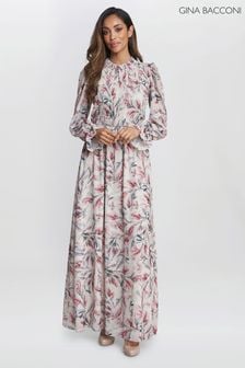 Gina Bacconi Thea Sheered Long Sleeve Dress (E01662) | kr2 200