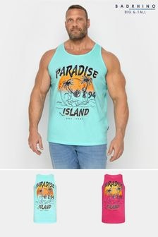 BadRhino Big & Tall Blue Lost In Paradise Printed 100% Cotton Vests 2 Pack (E01730) | $41