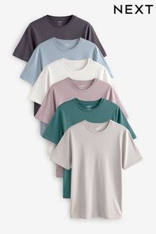 Blues/Purple/Pink/Neutrals Slim Fit Essential 100% Cotton T-Shirts 6 Pack (E01734) | $70