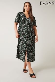 Różowy - Evans Orange Button Through Angel Sleeve Dress (E01774) | 265 zł