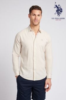 Marrón - U.s. Polo Assn. Mens Linen Blend Shirt (E01830) | 85 €