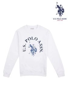 U.S. Polo Assn. Mens Classic Fit Chest Graphic White Sweatshirt (E01838) | kr844