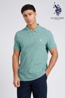 U.S. Polo Assn. Mens Blue Regular Fit Texture Polo Shirt