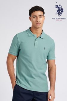 U.S. Polo Assn. Mens Blue Regular Fit Texture Herringbone Polo Shirt (E01852) | OMR28