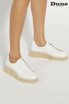 Dune London White Explainedd Leather Wedge Lace-Up Trainers (E02148) | kr1,298