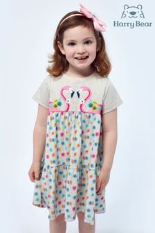 Harry Bear Pink Flamingo Flower Print Dress (E02299) | $27