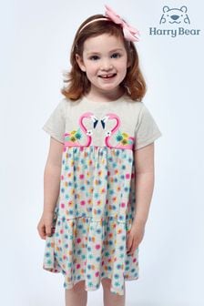 Harry Bear Pink 100% Cotton Flamingo Flower Print Dress (E02299) | $29