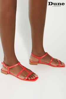 Dune London Red Ladi Skinny Strappy Sandals (E02342) | $146