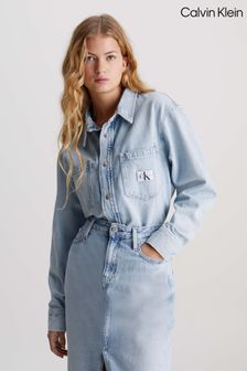 Calvin Klein Blue Logo Denim Shirt (E02428) | 544 QAR