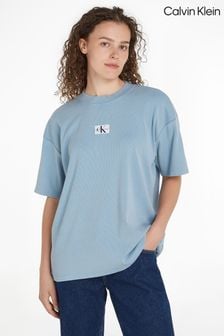 Calvin Klein Blue Boyfriend Rib Label T-Shirt (E02435) | AED305