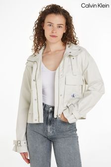 Calvin Klein White Logo Utility Short Jacket (E02439) | OMR88