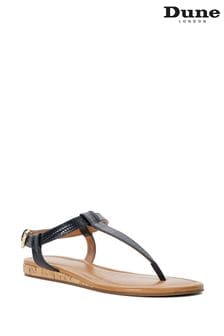 Dune London Black Lari Slim Wedge Toe Post Sandals (E02457) | SGD 126