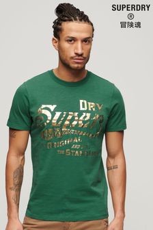 أخضر - Superdry Metallic Workwear Graphic T-shirt (E02536) | 191 ر.س