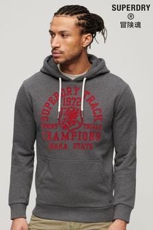 Superdry Grey Track And Field Athletic Graphic Hoodie (E02538) | SGD 116