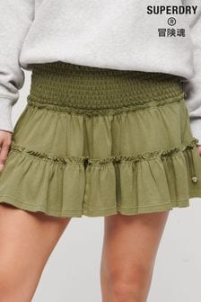Superdry Green Tiered Jersey Mini Skirt (E02542) | kr570