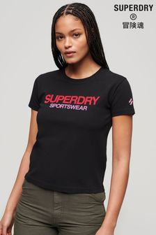 Superdry Black Sportswear Logo Fitted T-Shirt (E02549) | €39