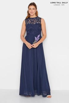 Long Tall Sally Blue Lace Detail Midaxi Dress (E02666) | kr1 370