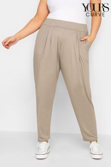 Yours Curve Natural Double Pleated Harem Trousers (E02669) | €33