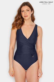 Long Tall Sally Blue Ruched Side Detail Swimsuit (E02672) | LEI 233