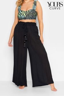 Yours Curve Black Tassel Trousers (E02674) | $41