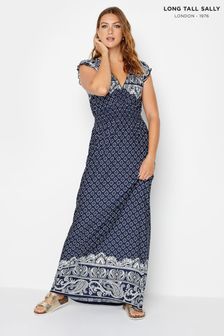 Long Tall Sally Blue Bardot Maxi Dress (E02676) | kr584