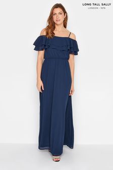 Niebieski - Long Tall Sally Ruffle Maxi Dress (E02679) | 475 zł