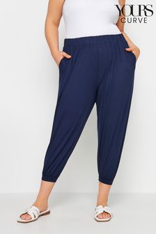 Blue - Yours Curve Cropped Harem Trousers (E02696) | kr420