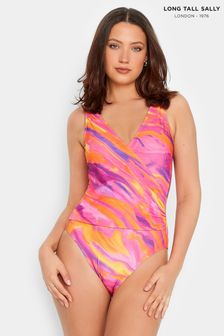 Long Tall Sally Pink Print Swimsuit (E02697) | kr710