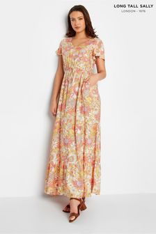 Long Tall Sally Orange Pastel Floral Maxi Dress (E02709) | AED250