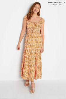 Rochie lungă cu model floarea soarelui Înalt Sally Imprimeuri (E02715) | 269 LEI