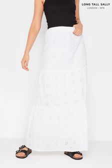 Long Tall Sally White Broderie Anglaise Tiered Maxi Skirt (E02717) | AED216