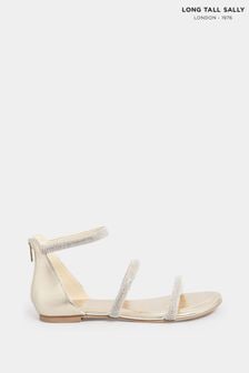 Long Tall Sally Gold Diamante Strap Flat Sandals (E02721) | MYR 270